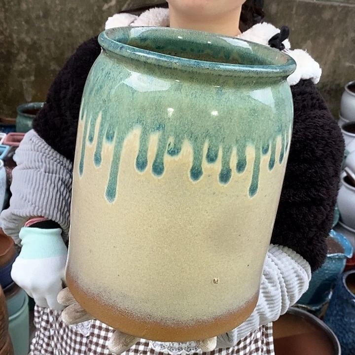 紫砂花盆瑕疵口17高26