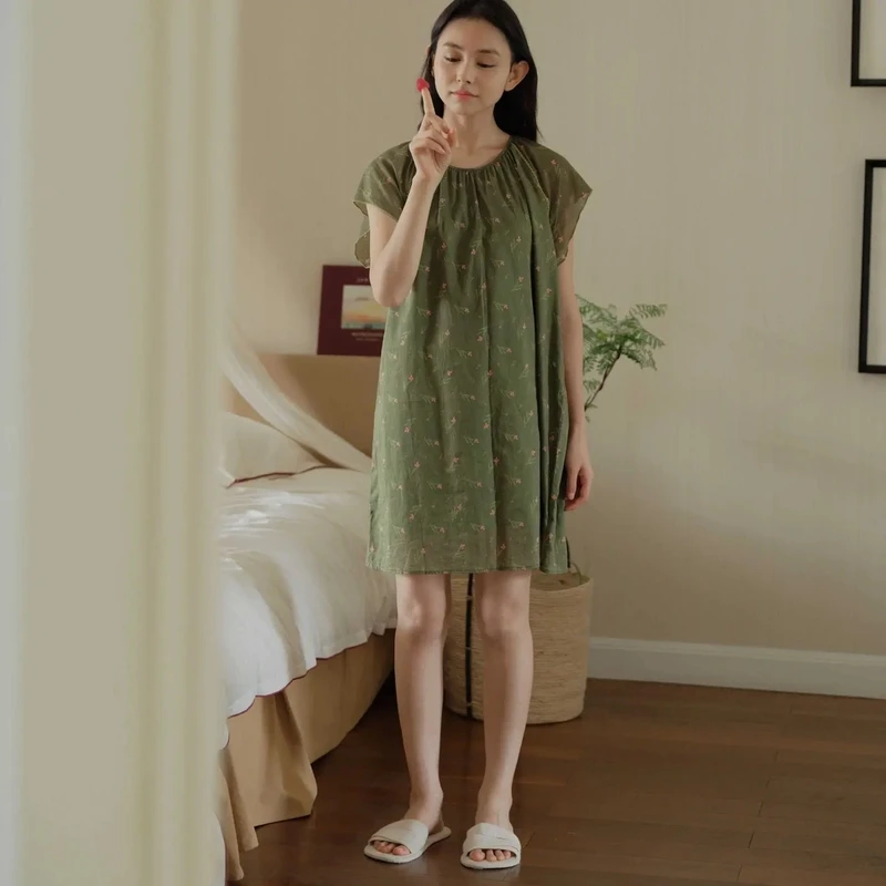 《晴菲专属》朵朵可可 251-048 女春夏睡裙女家居服中长款睡衣