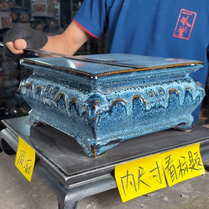 一风堂石湾花盆 面宽22高12修补痕迹