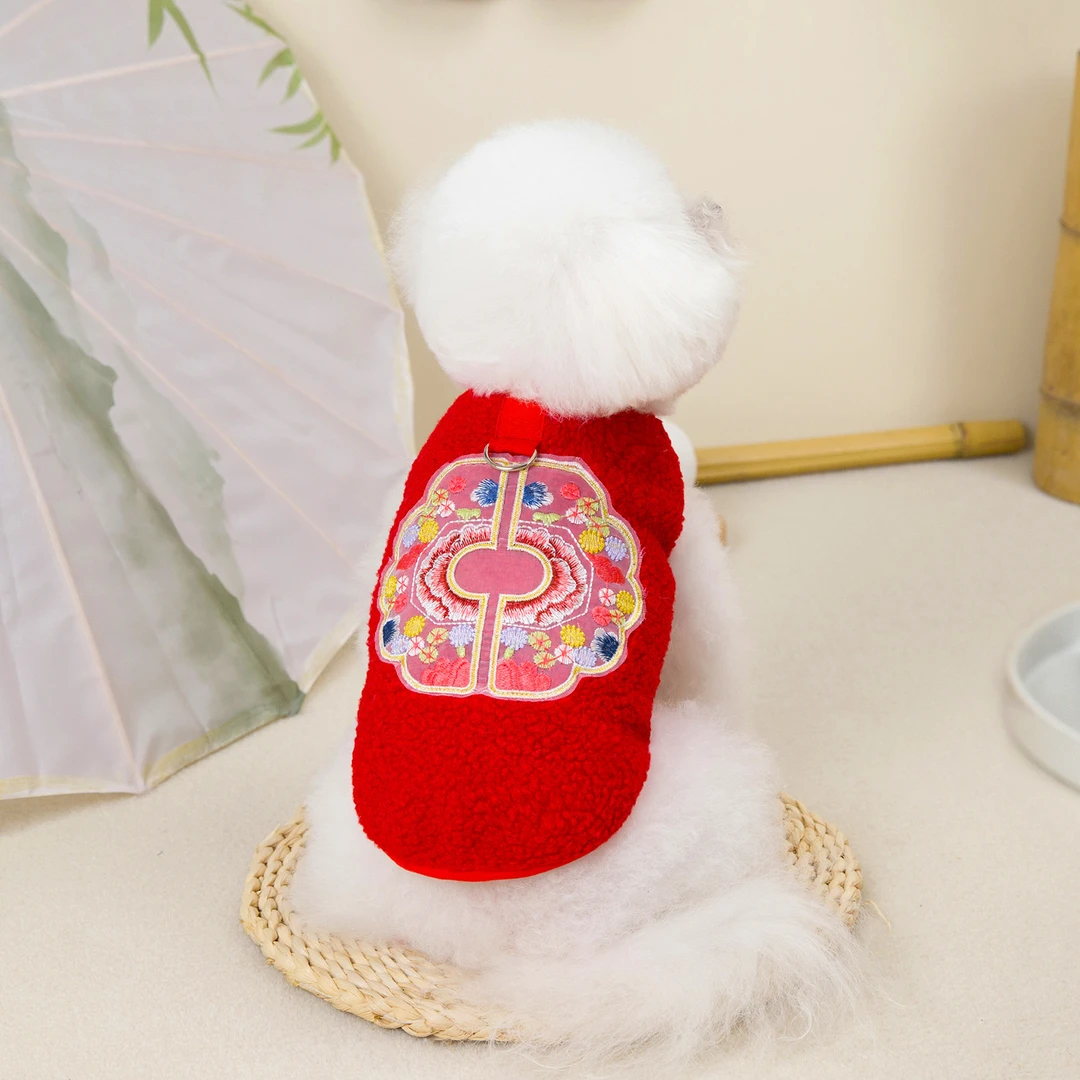 宠物服装狗狗衣服猫咪衣服新款泰迪比熊24羊羔绒国风绒背心