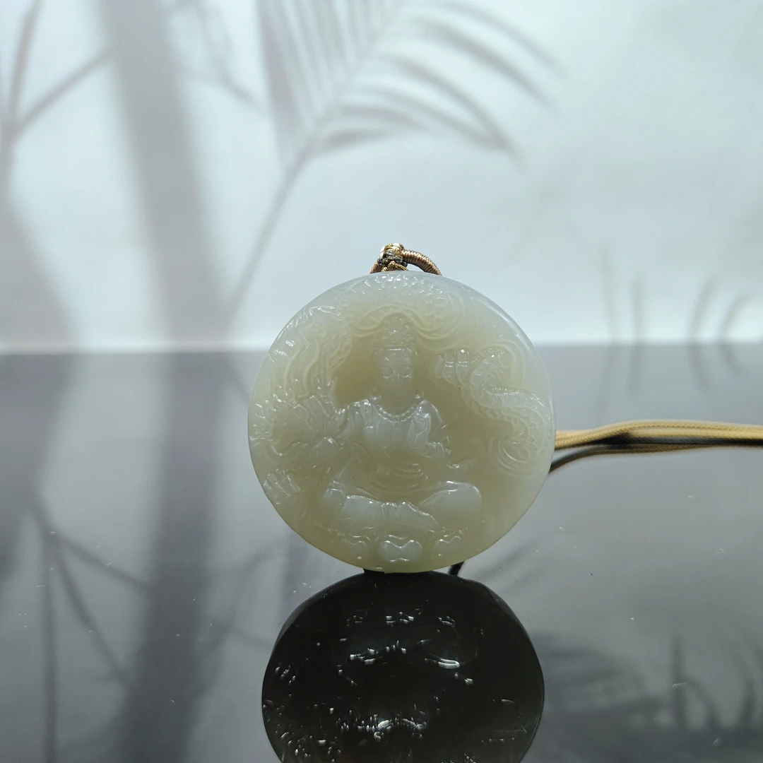 T和田玉御龙观音吊坠0295