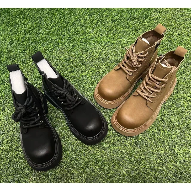 2025新款时尚百搭复古帅气粗跟英伦风马丁靴短筒靴806