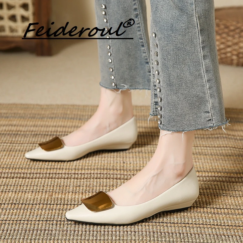 Feideroul网红法式低跟单鞋新款气质方扣软皮不磨脚百搭浅口女鞋