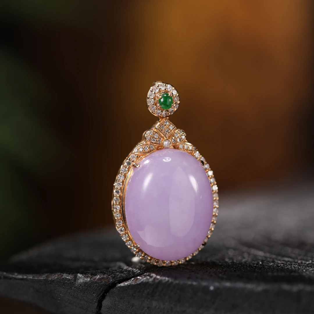 【嘉一昭愿】翡翠紫罗兰K金蛋面吊坠