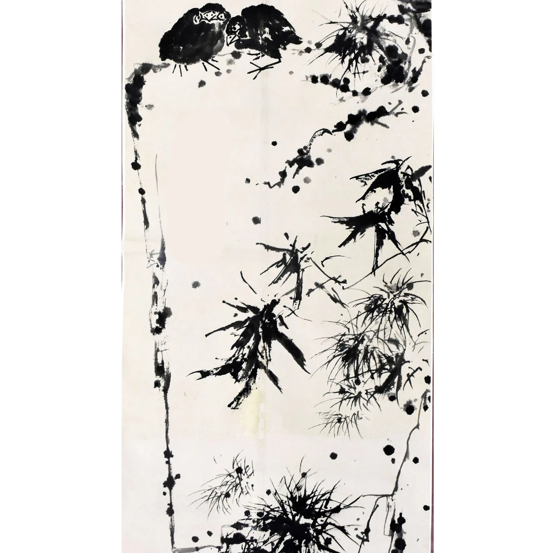 HM5135 双栖图 89×49cm 纸本立轴 3.9平尺