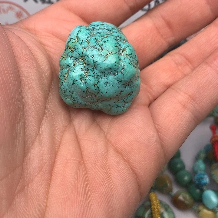 绿松石足铂镶嵌吊坠(不含链)