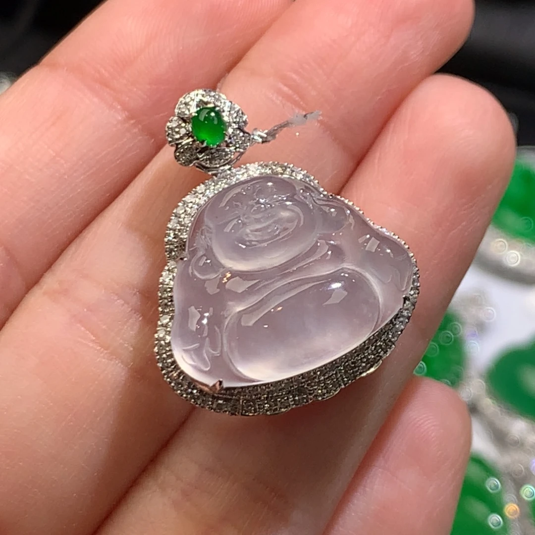 翡翠颈饰18K金镶嵌吊坠