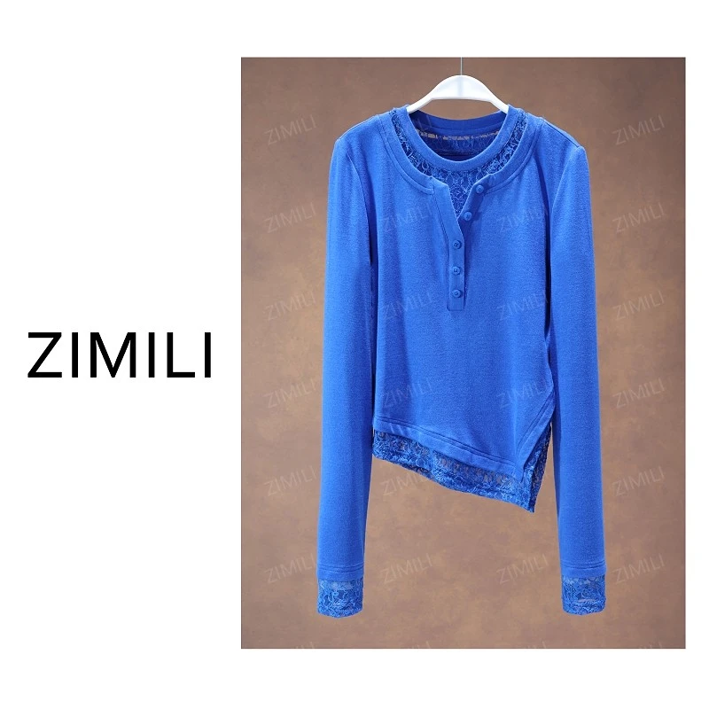 【亮哥欧货女装】冬季加厚羊毛《水溶蕾丝》高弹显瘦打底上衣10100-A0