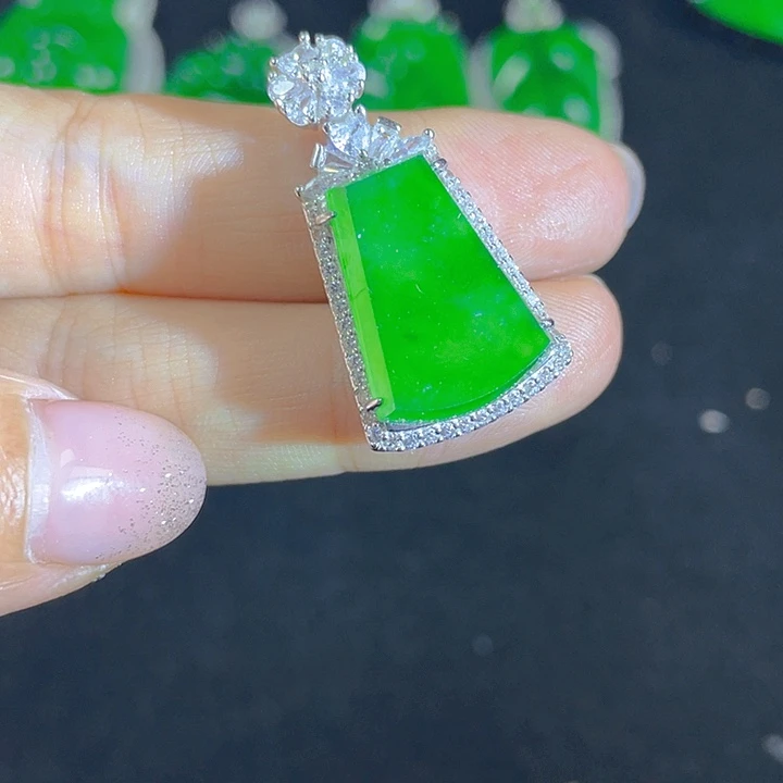 翡翠银S925镶嵌吊坠(不含链)