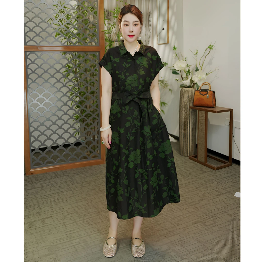 2025夏季100桑蚕丝龟裂纹扎染双面可穿正宗香云纱连衣裙