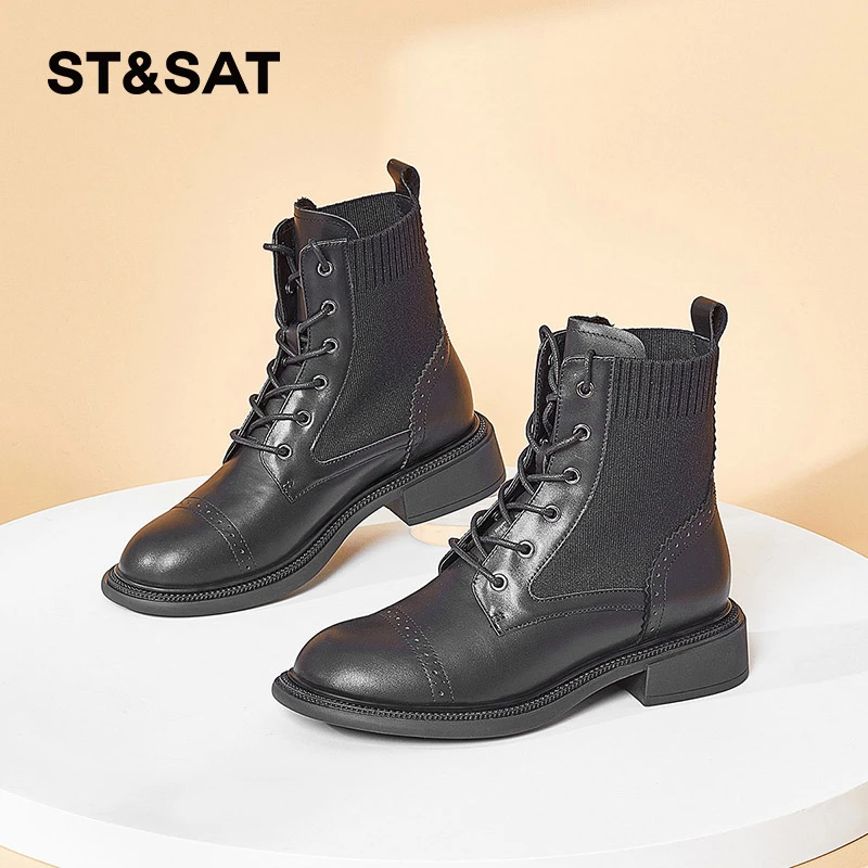 星期六复古英伦风袜筒马丁靴SS3411606K