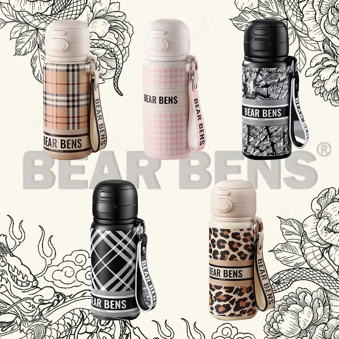 BEARBENS熊本士高颜值新款316L不锈钢保温杯大容量便携学生双饮杯