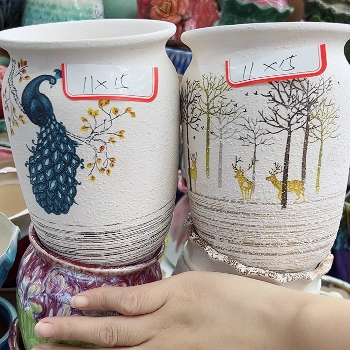 多肉绿植陶瓷花盆9.9包邮，有孔