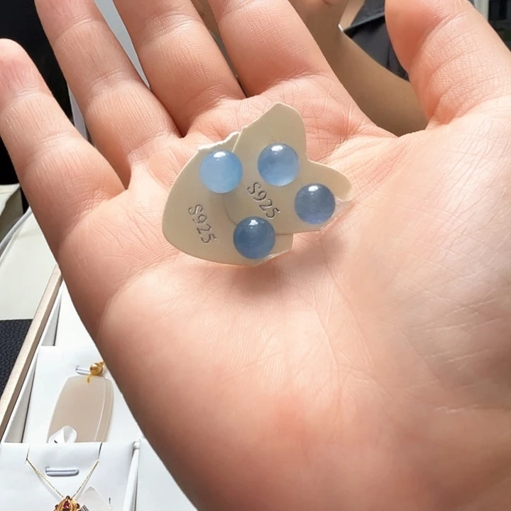 和田玉银S925镀金镶嵌耳饰