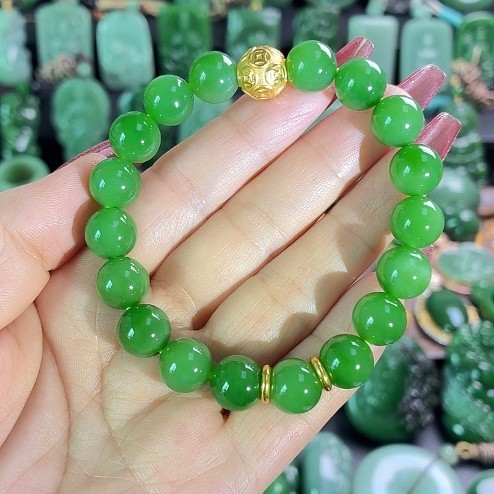 和田玉18K金镶嵌手串