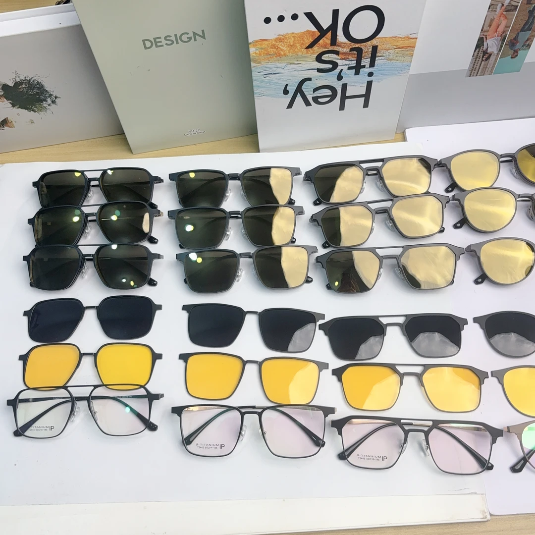 时尚潮流铝镁钛套镜眼镜架夜视偏光加单灰偏光5副