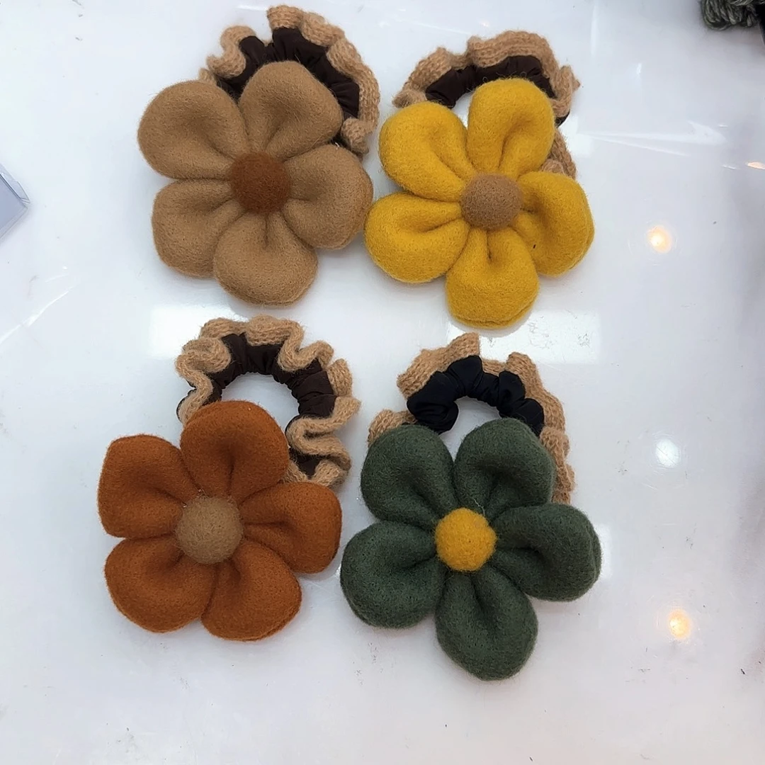 布艺非金属X71花朵发圈4色各1