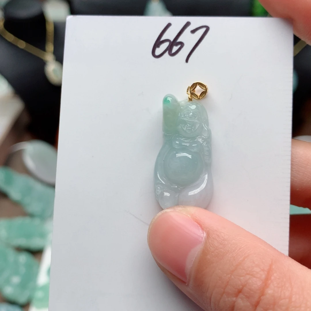 翡翠颈饰银S925镀金镶嵌吊坠