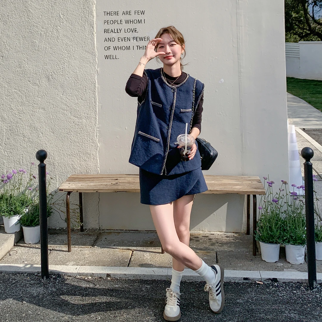 设计感气质通勤小香风马甲套装裙女2025春季新款时尚半身裙两件套