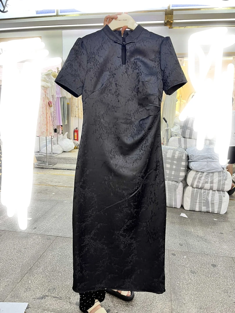 重工提花旗袍裙国风改良新中式连衣裙