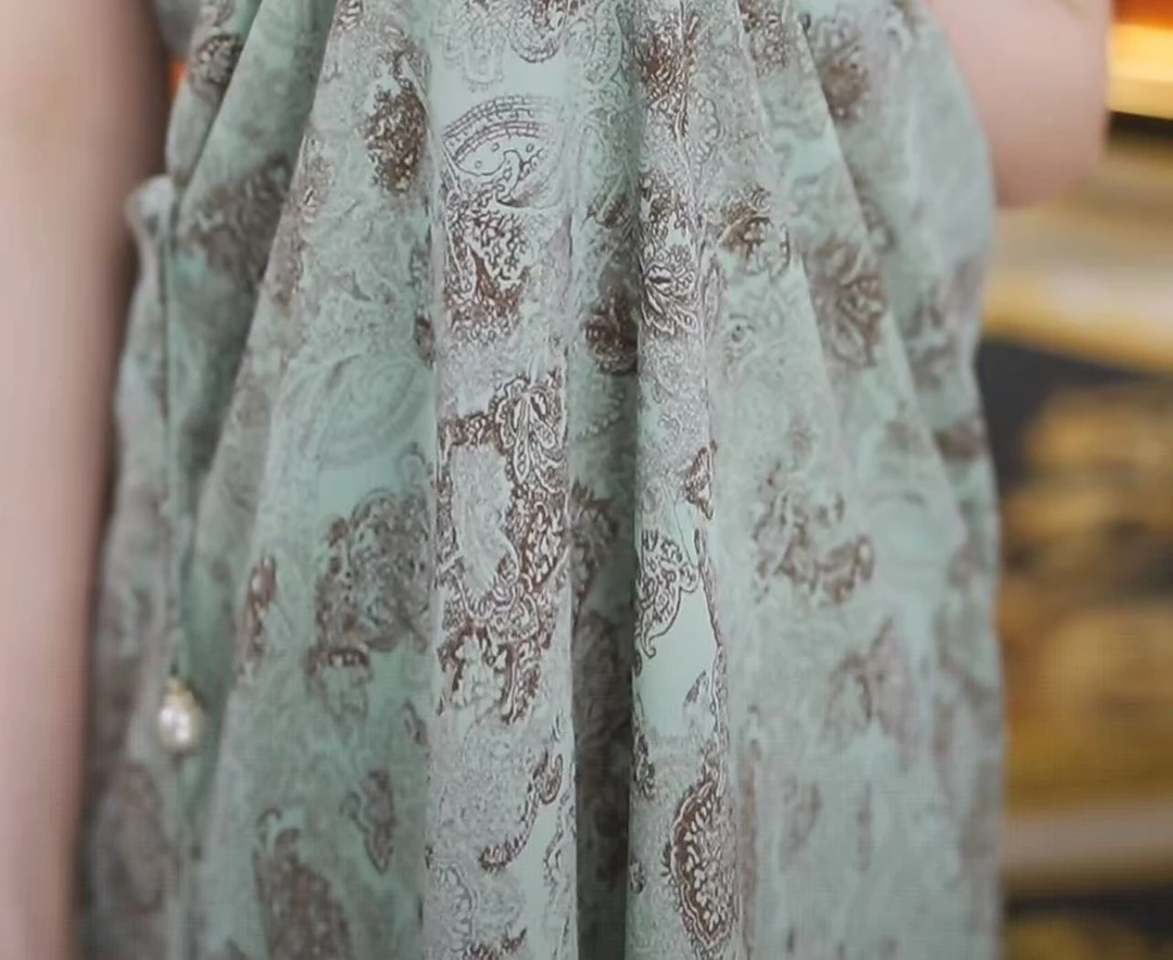 【送腰带】杭州正品2025年新款气质高端青墨素锦连衣裙女