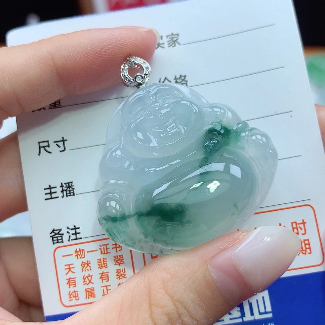 翡翠18K金镶嵌颈饰佛公