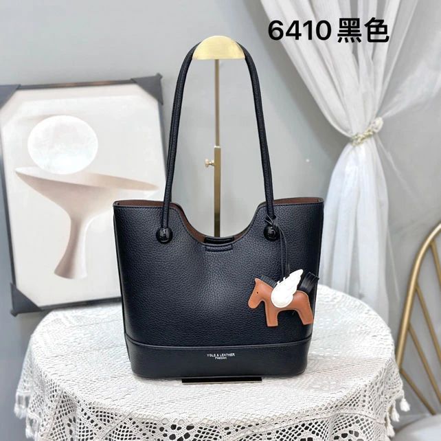 纯色耐磨拉链欧美时尚单根单肩包黑色轻奢单肩时尚托特包6410