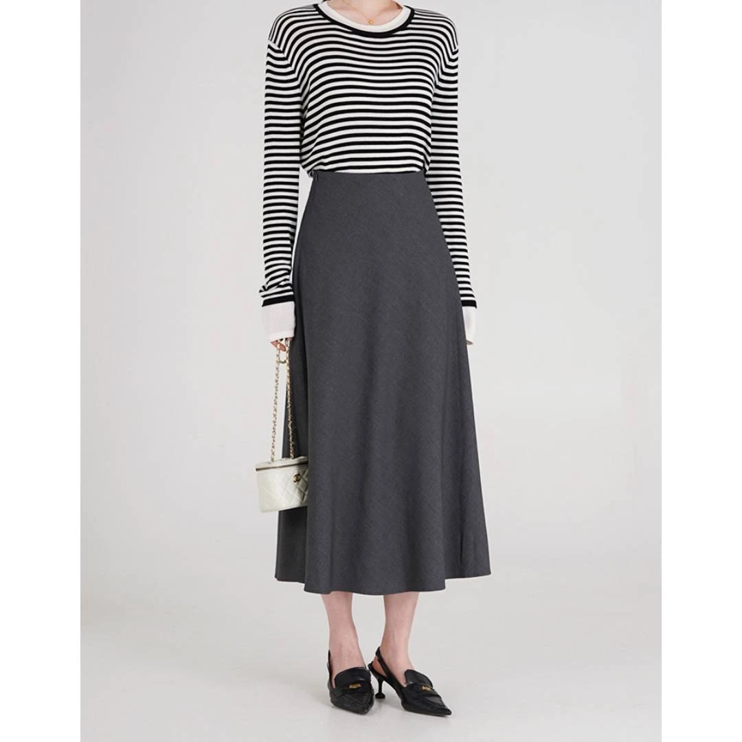 张小某 梨形显瘦定制 夏季通勤穿搭精纺羊毛轻薄垂感半身裙Q0129