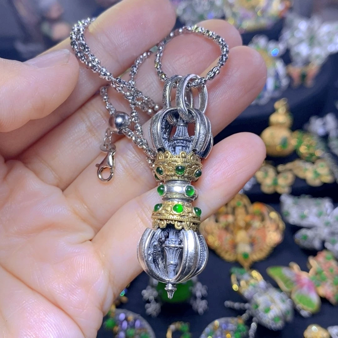 翡翠银S925镶嵌套链S****王天然翡翠