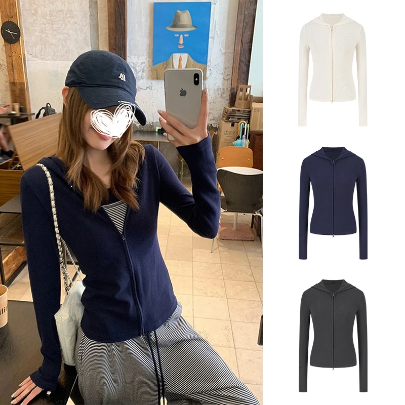 【运补5-8米】魔西女王正肩连帽双拉链开衫外套女百搭上衣