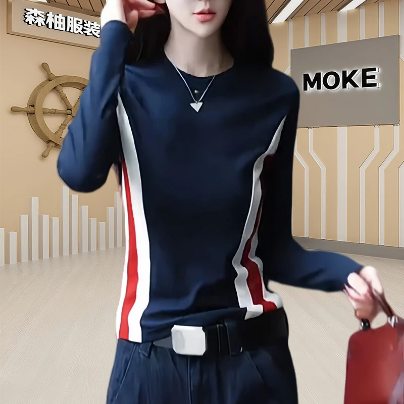 高级感长袖打底衫T恤韩版修身简约百搭洋气德绒上衣2025春秋季女