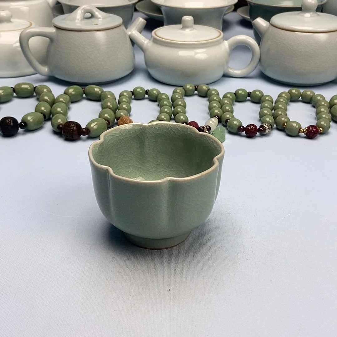 杯青绿釉梅花杯原矿原釉原产地