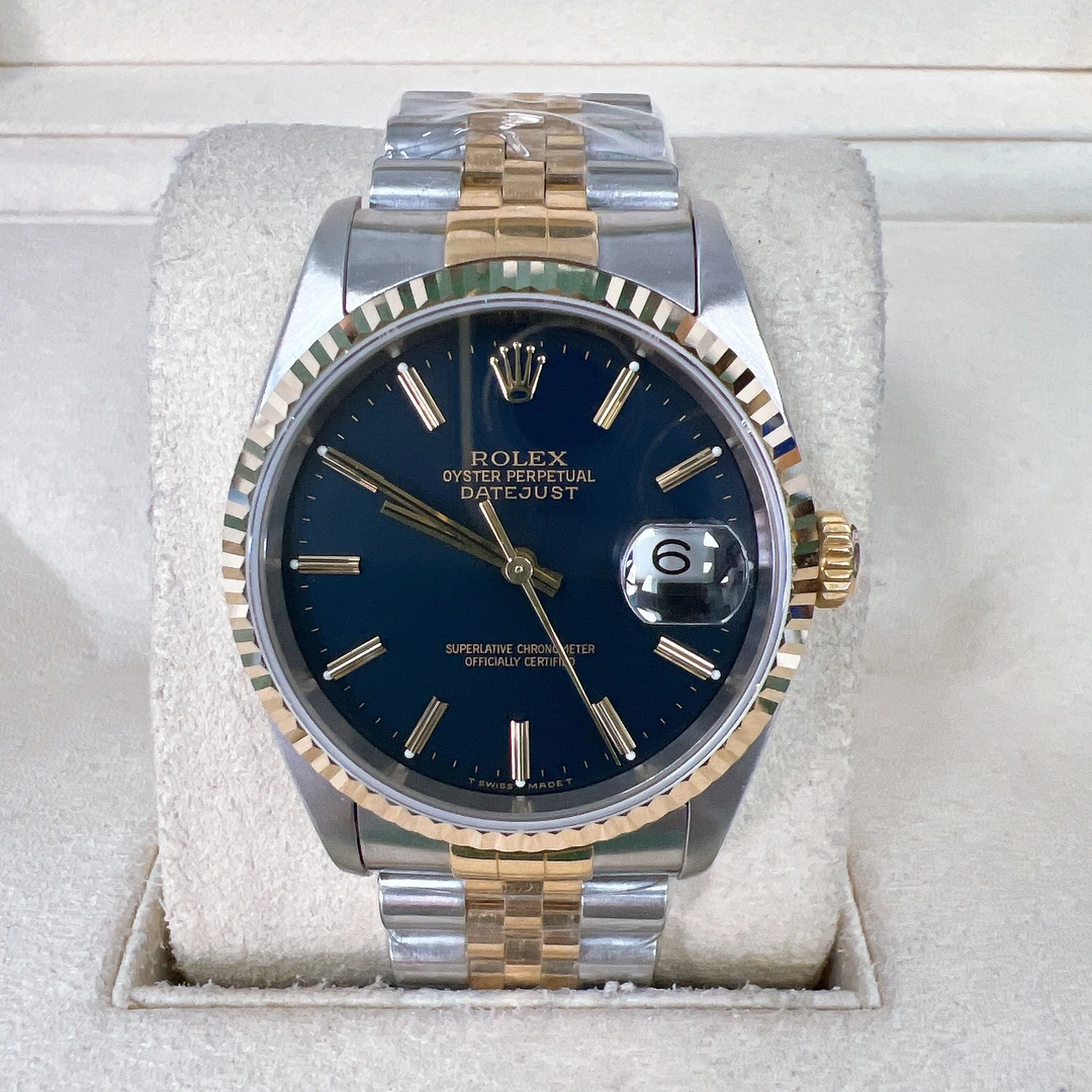 99新 Rolex/劳力士 日志16233/36mm/深蓝盘/单表/27620/大扣金