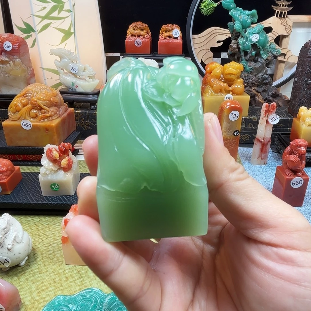 印石寿山石梅子青莲花8