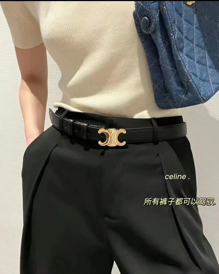 全新未使用 Celine/思琳 【2.5cm】凯旋门经典金扣2.5cm皮带腰带