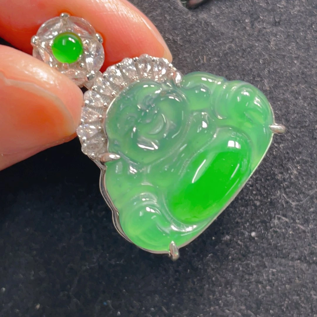 翡翠银S925镶嵌吊坠(不含链)