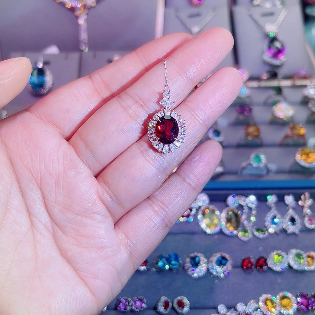 吊坠(赠链)银S925镶嵌石榴石