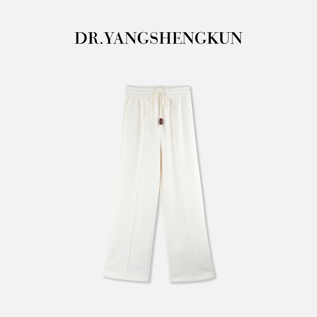 杨圣坤2025新品蚕丝羊绒混纺高级感休闲松紧腰百搭直筒裤S8259222