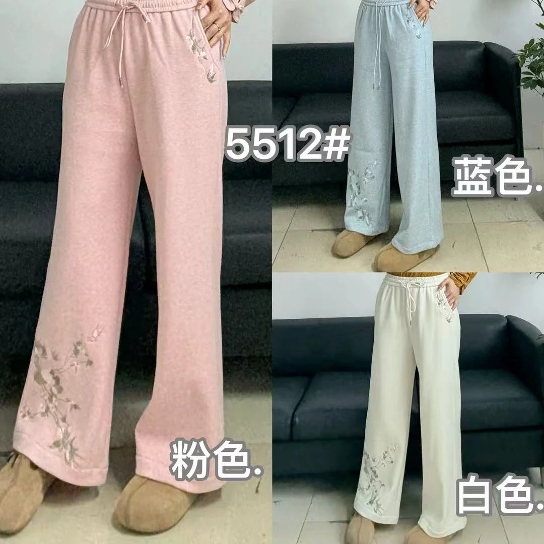 5512麻印女神特价雪尼尔加绒窄版直筒裤