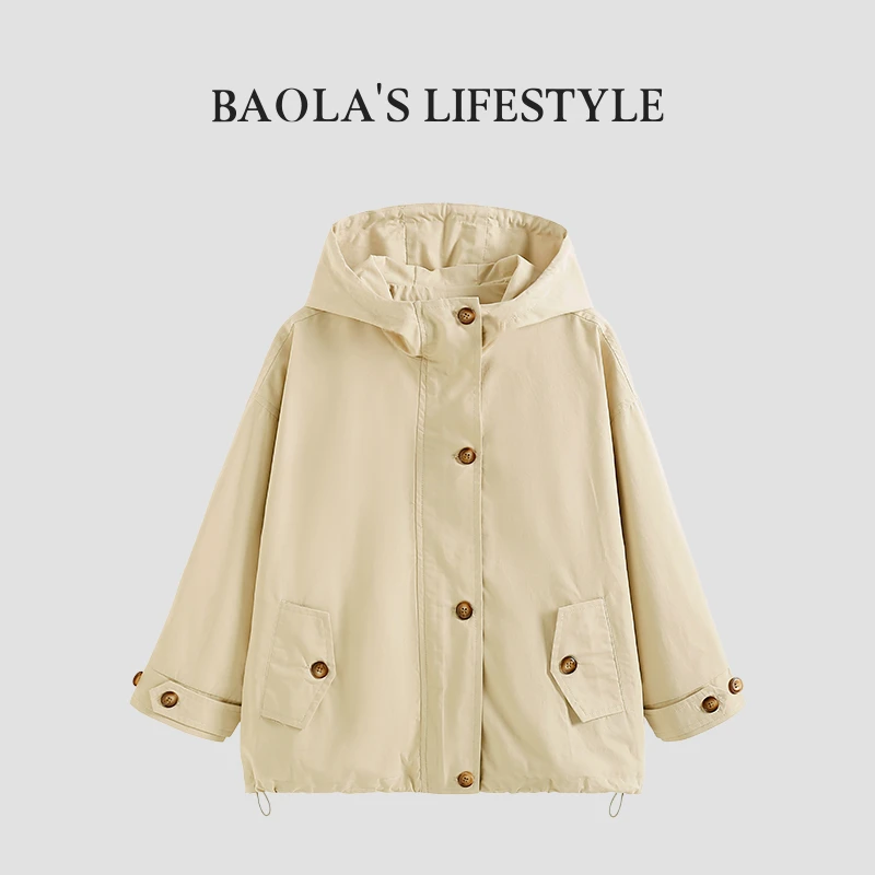 英伦旧梦【高定】韩系清新春季女童休闲时尚连帽百搭外套-LC045