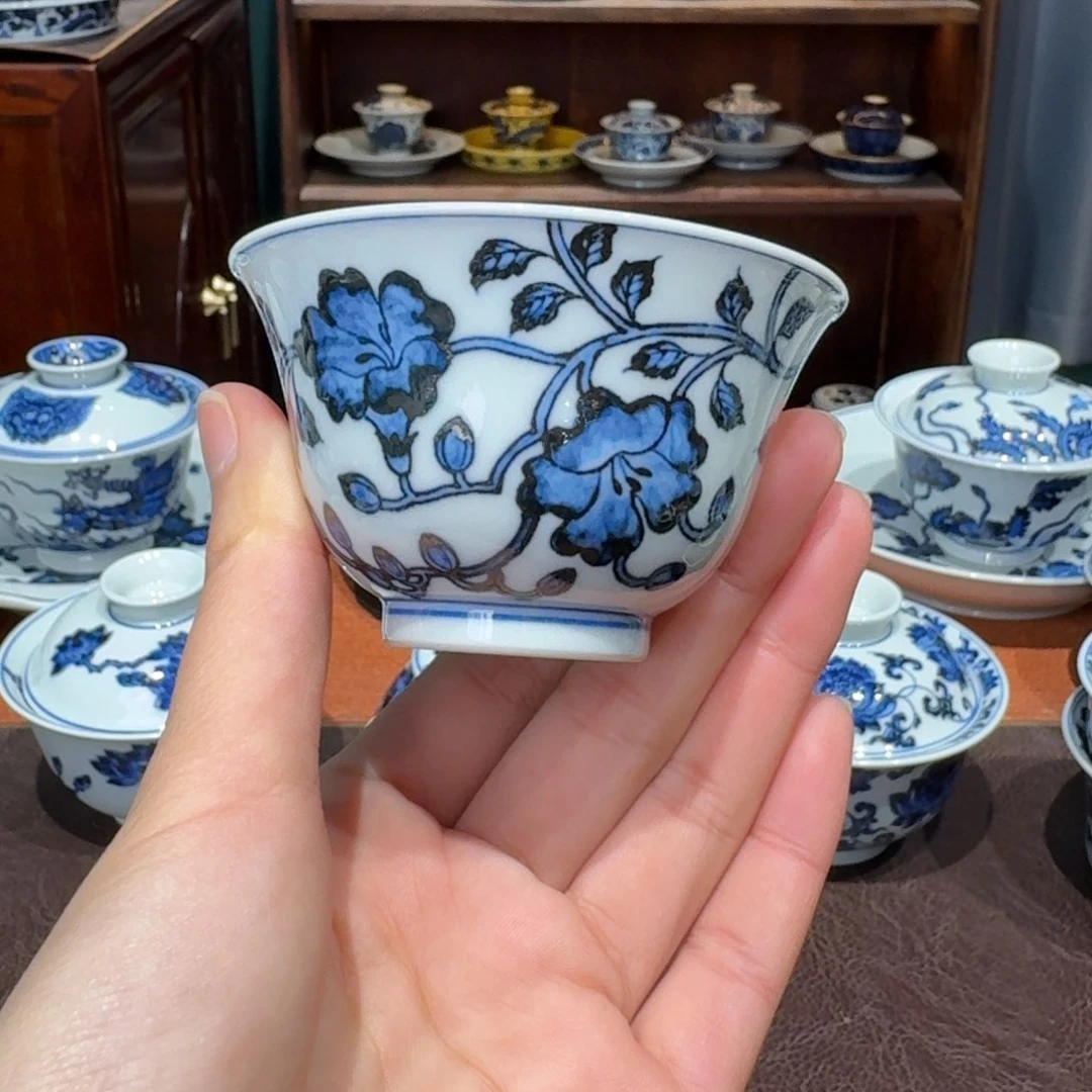 青花雯华堂手绘杯杯