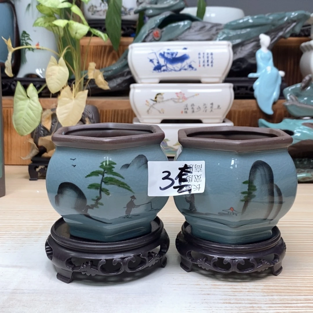 紫砂花盆陶瓷艺术花盆陶瓷