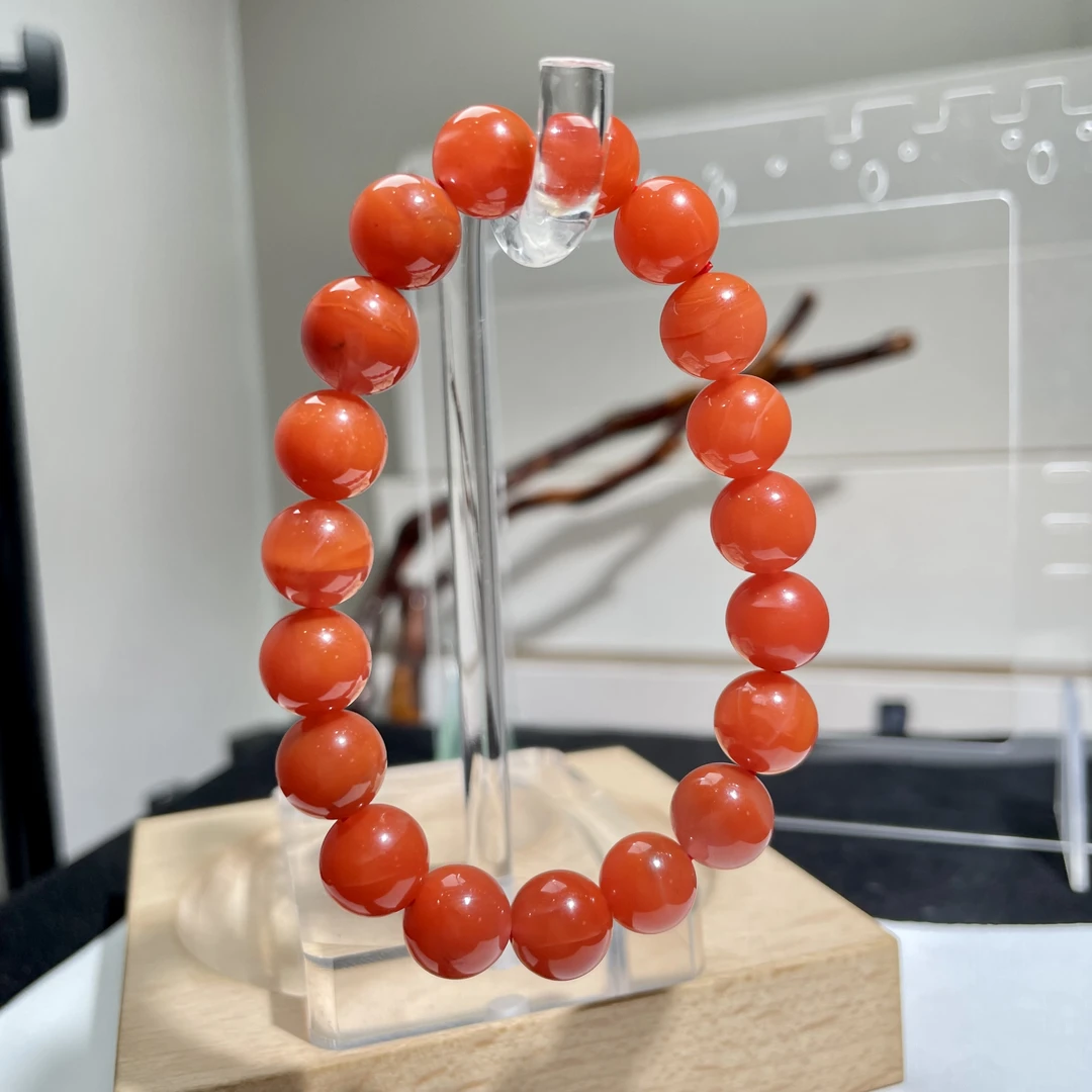 色正肉满的樱桃红南红手串10mm+ KT24103020