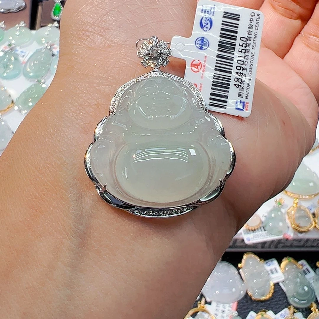 吊坠(不含链)18K金镶嵌翡翠佛公