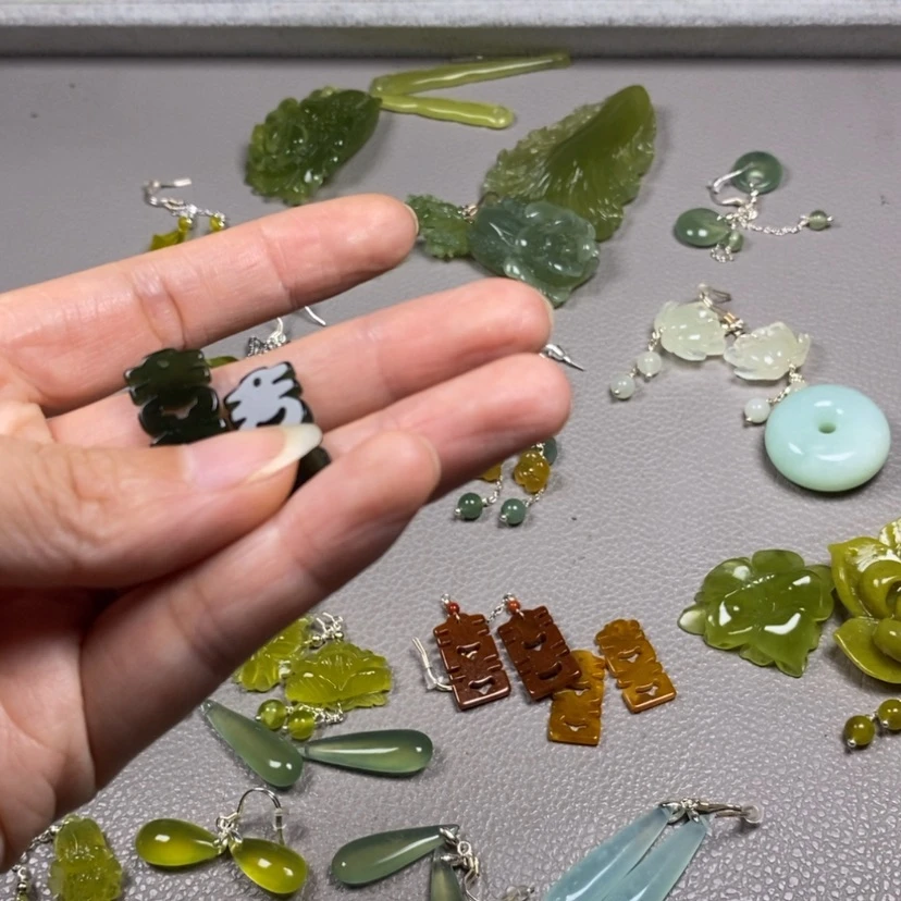 【闪购商品】未镶嵌蛇纹石玉挂件耳饰耳环项链