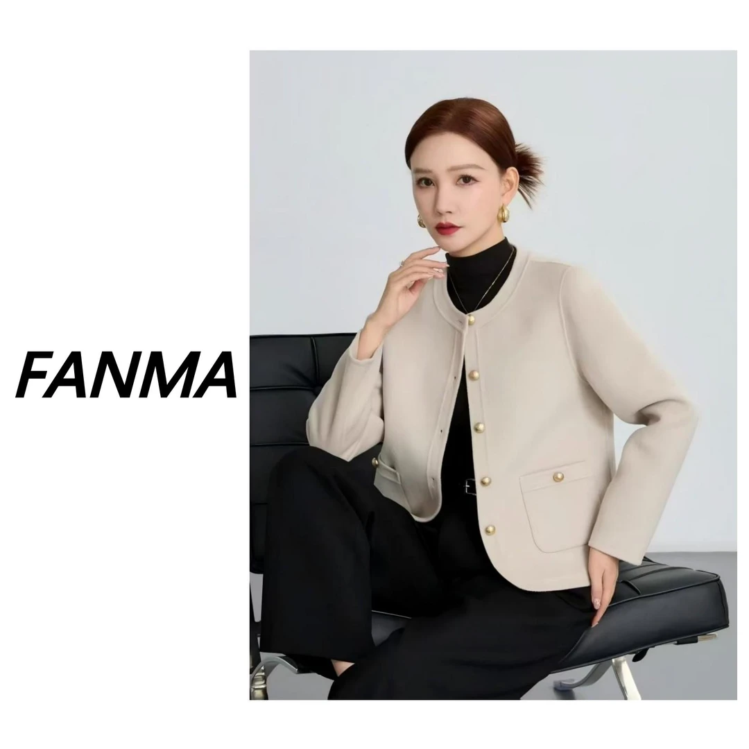 #纯羊毛大衣# 小香设计圆领羊毛大衣 气质女士短外套 F185-8216