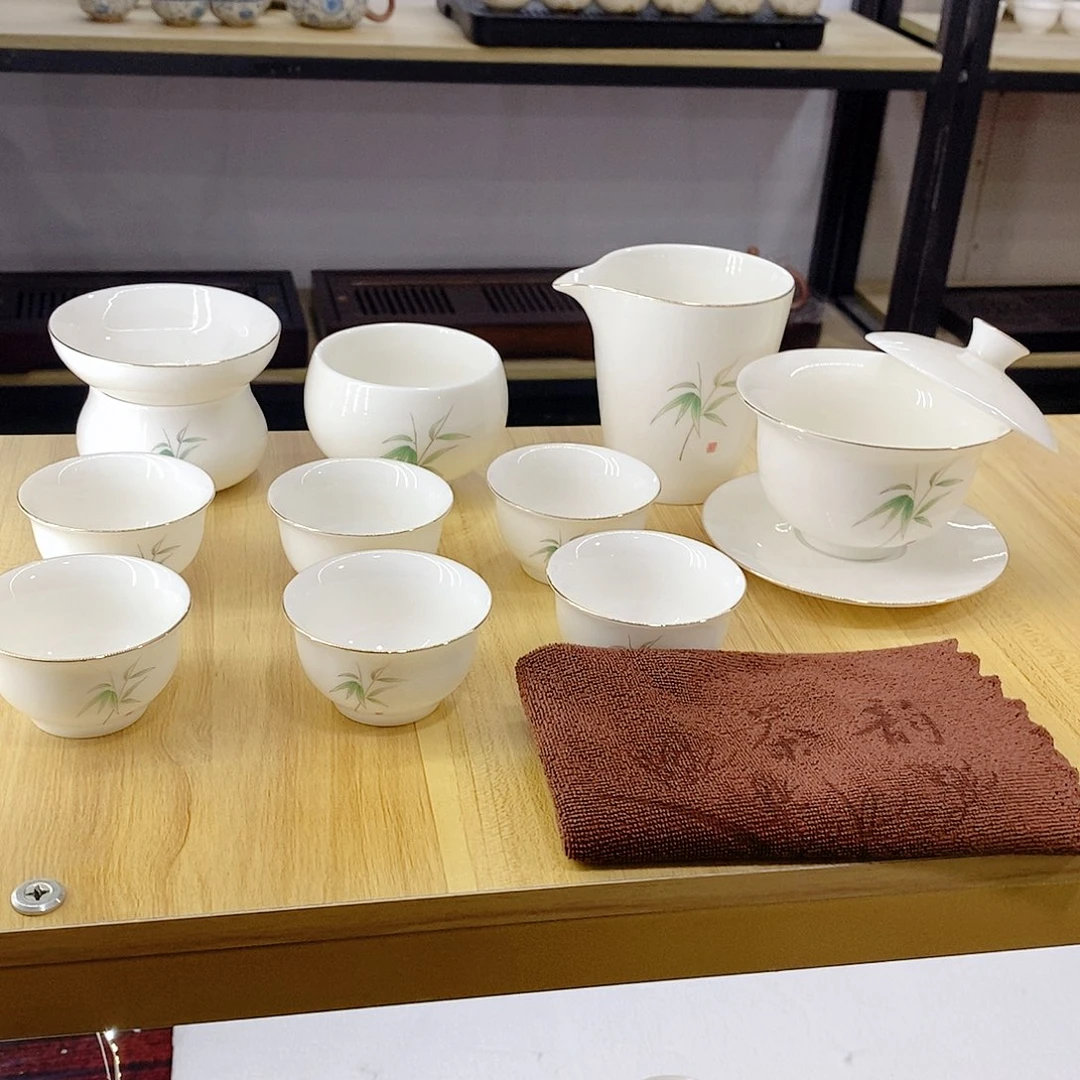 羊脂玉白瓷茶具套装家用