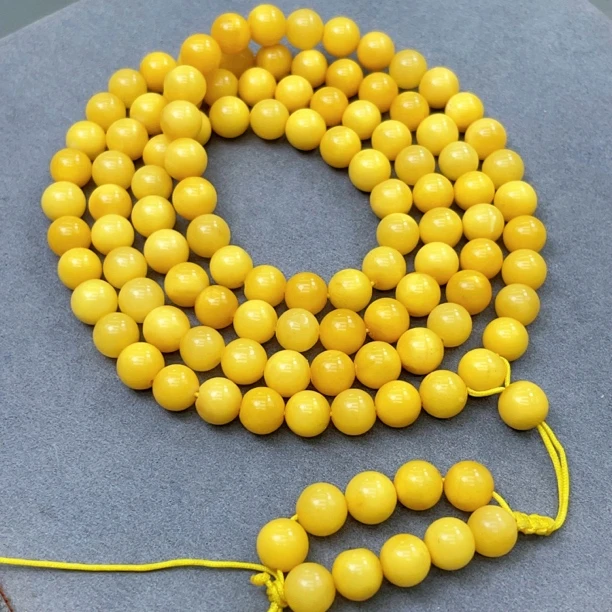 鸡油黄满蜡8mm蜜蜡链子手链项链