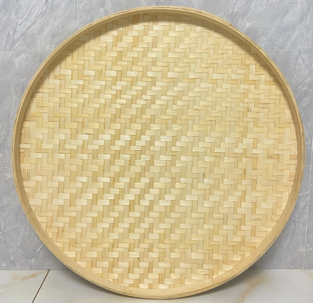 竹簸箕手工编织竹筛子手绘画画写字簸箕无孔平底道具装饰简约晾晒