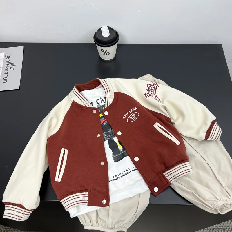 儿童棒球服春季新款2024韩版痞帅撞色时尚中小童外套男童夹克潮